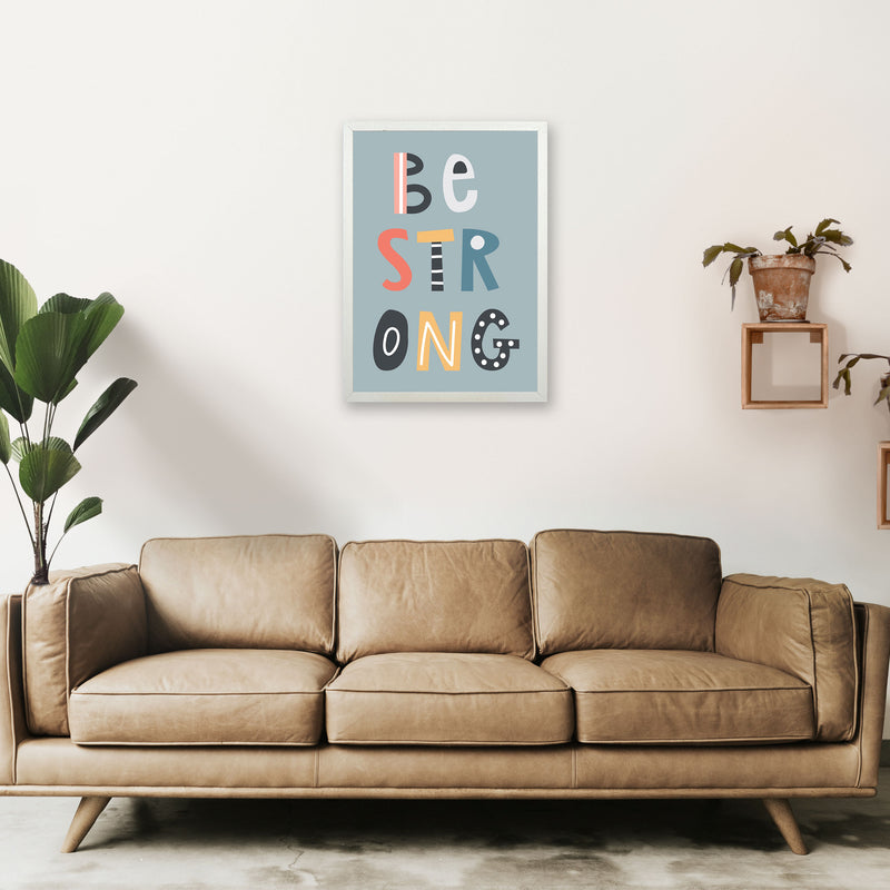 Be strong Neutral kids Art Print by Pixy Paper A2 Oak Frame
