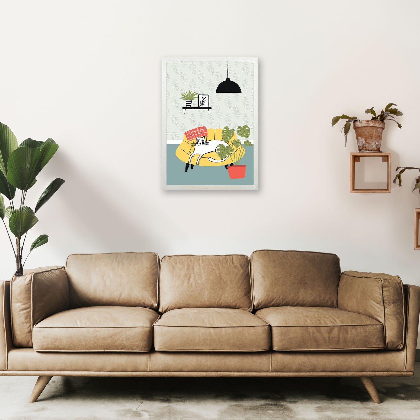 It's A Cat Life Art Print by Pixy Paper A2 Oak Frame