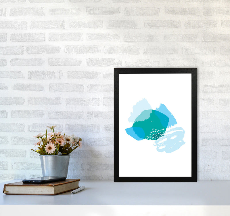 Blue And Teal Mismatch Abstract Modern Print A3 White Frame