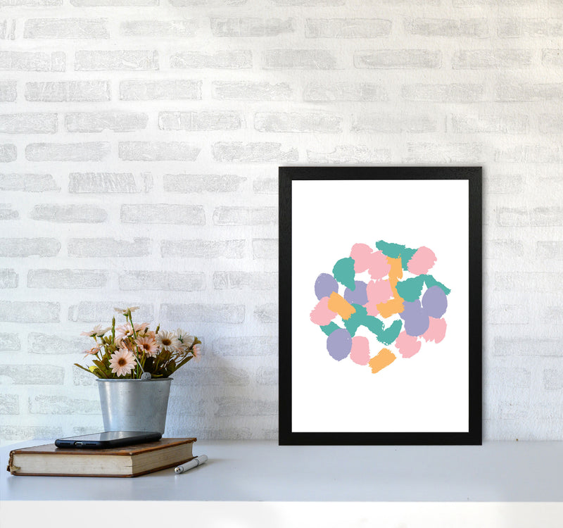 Pink Abstract Paint Splodge Modern Print A3 White Frame