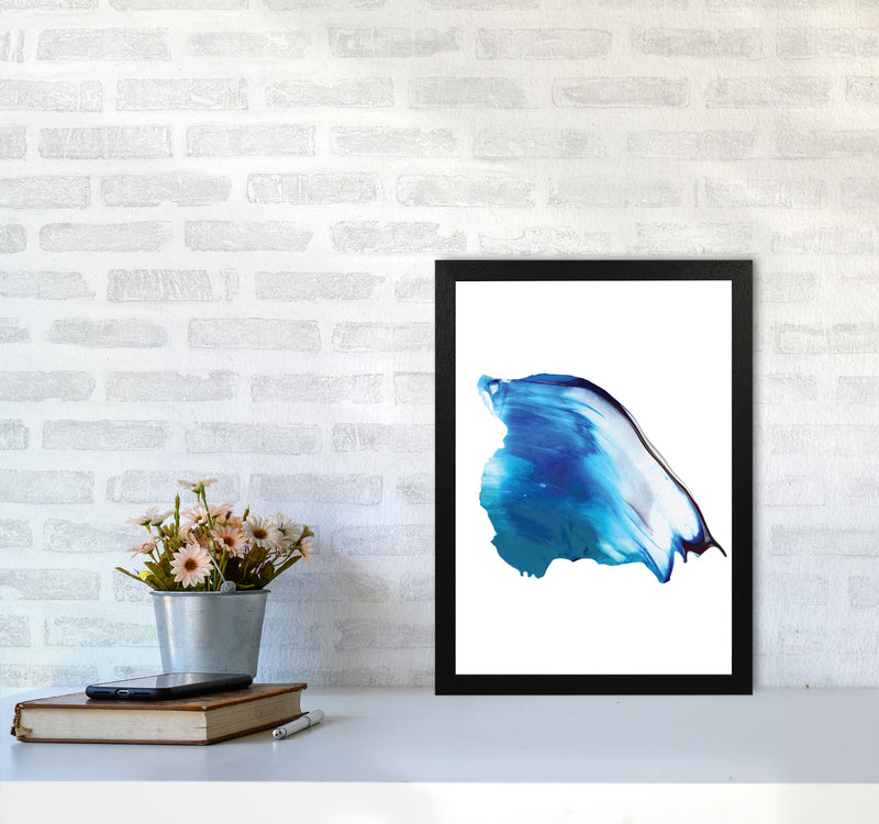Blue Abstract Paint Stroke Modern Print A3 White Frame