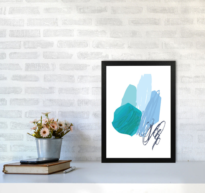 Blue Abstract Palette Drawings Modern Print A3 White Frame