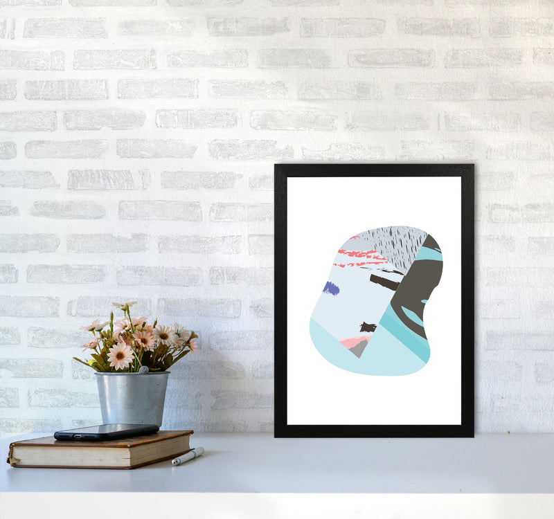 Teal Abstract Patterns Shape Modern Print A3 White Frame