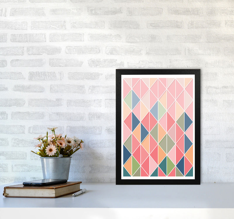 Full Colour Abstract Geo Modern Print A3 White Frame