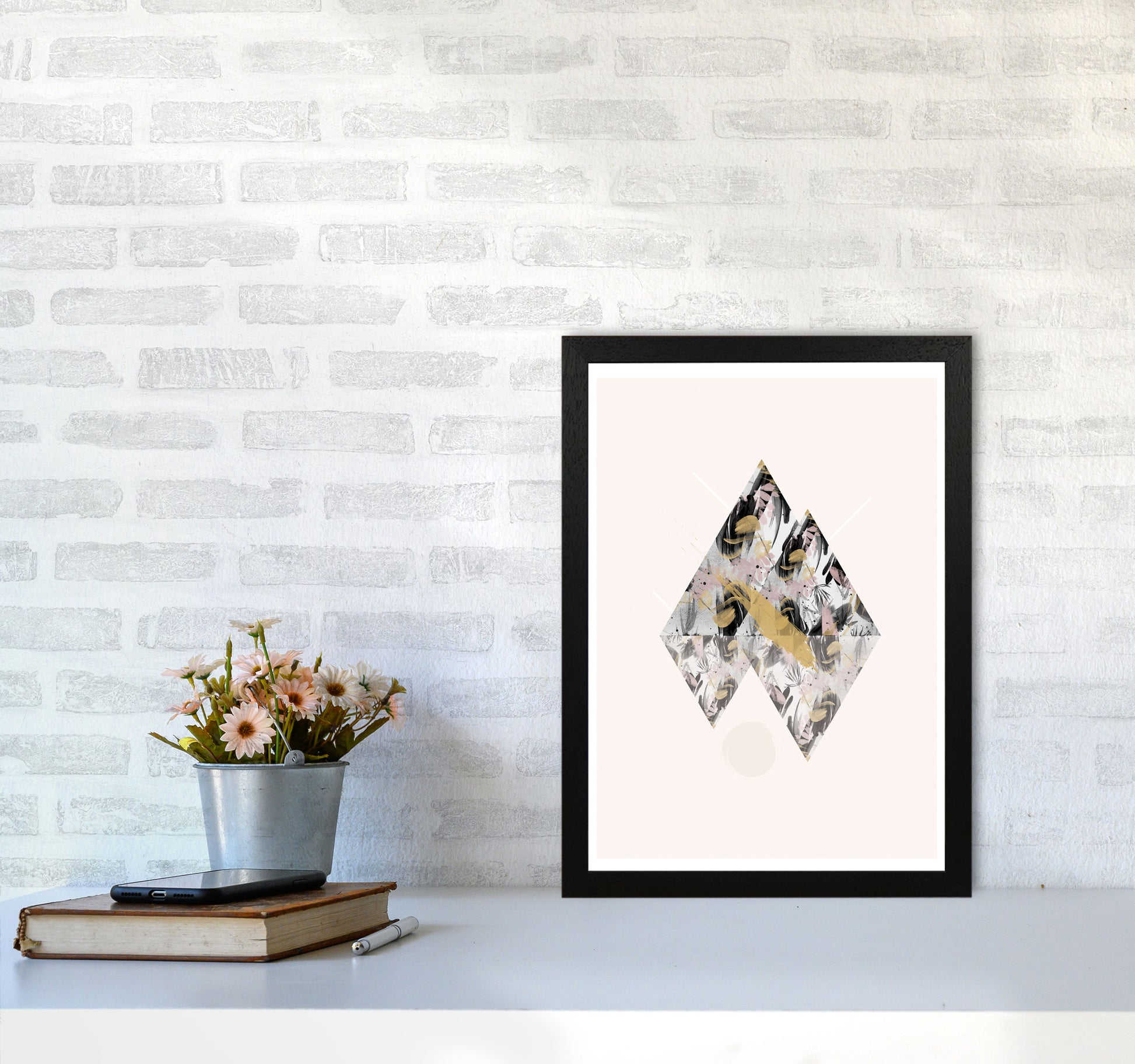 Random Geo Styles 2 Modern Print A3 White Frame