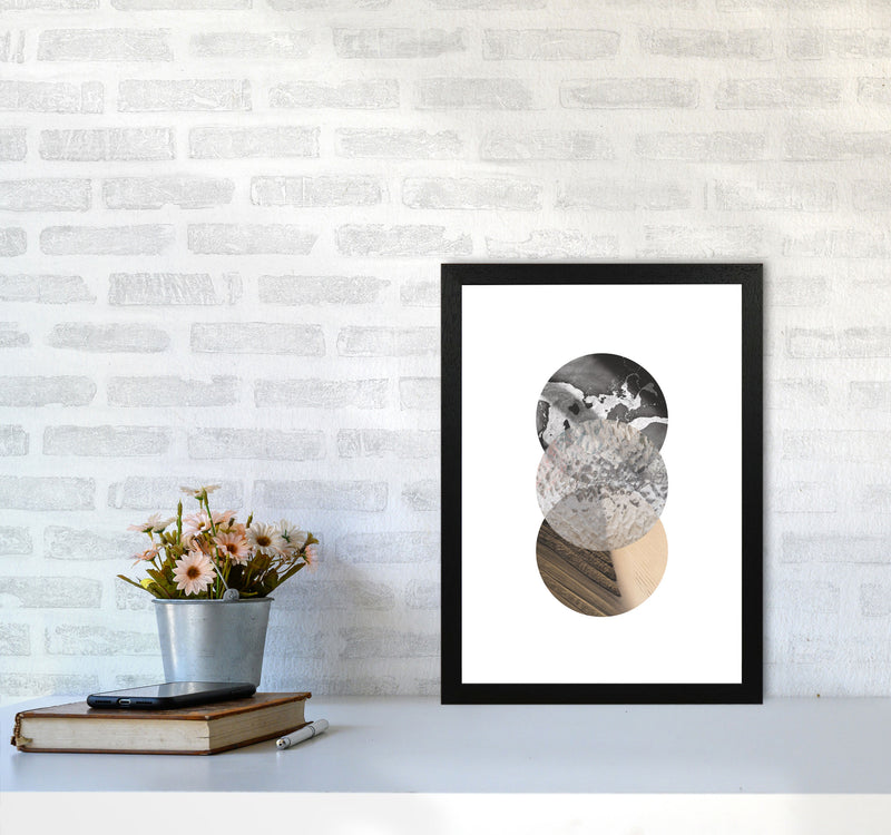 Sand, Glass And Shadow Abstract Circles Modern Print A3 White Frame