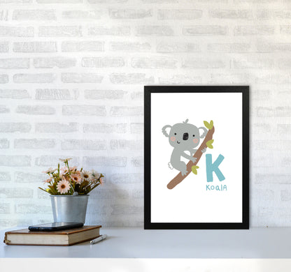 Alphabet Animals, K Is For Koala Framed Nursey Wall Art Print A3 White Frame