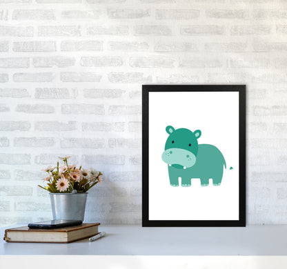 Children&#39;s Animals, Hippo Modern Print A3 White Frame