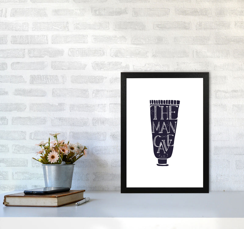 The Man Cave 1 Modern Print, Framed Bathroom Wall Art A3 White Frame