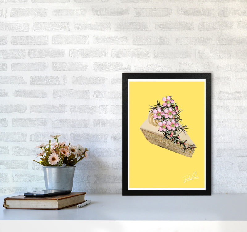 Yellow Cake Food Print, Framed Kitchen Wall Art A3 White Frame