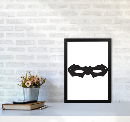Superhero Mask Framed Nursey Wall Art Print A3 White Frame