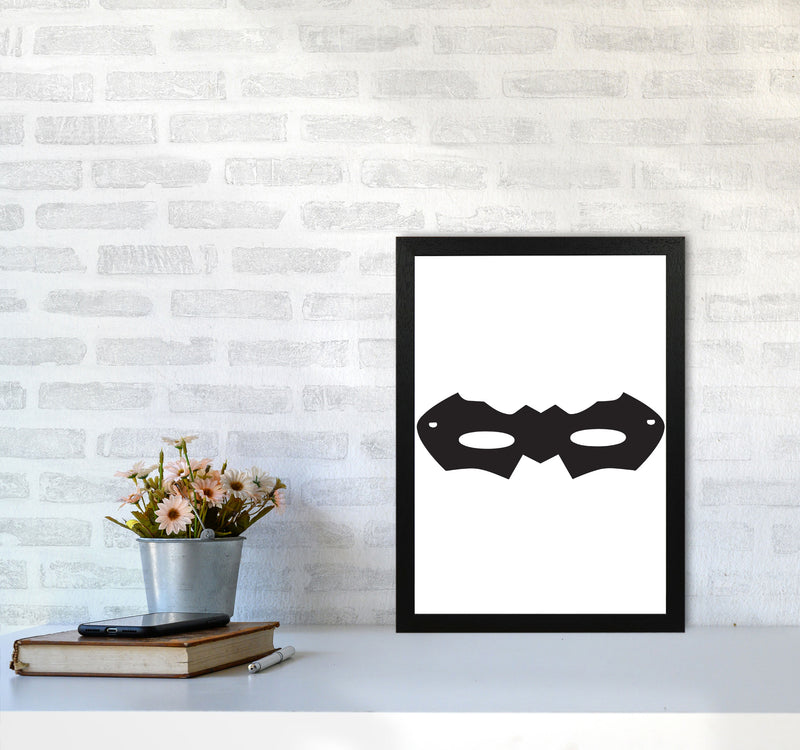 Superhero Mask Framed Nursey Wall Art Print A3 White Frame