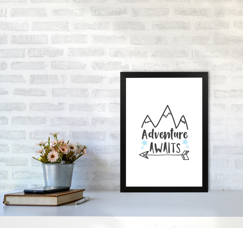 Adventure Awaits Framed Typography Wall Art Print A3 White Frame