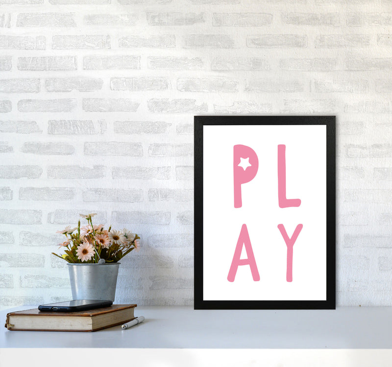 Play Pink Framed Typography Wall Art Print A3 White Frame