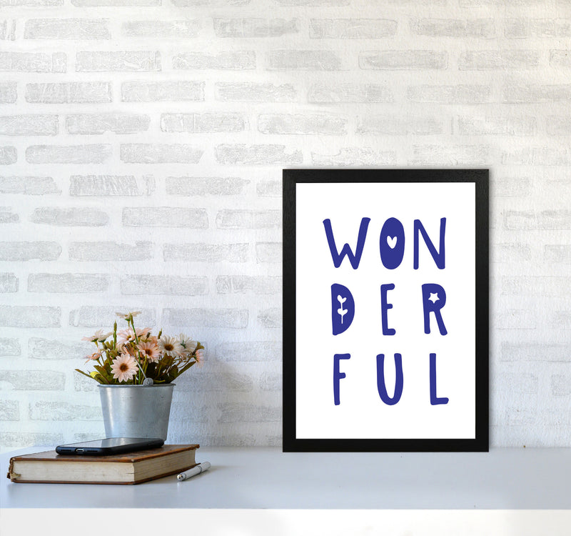 Wonderful Navy Framed Nursey Wall Art Print A3 White Frame