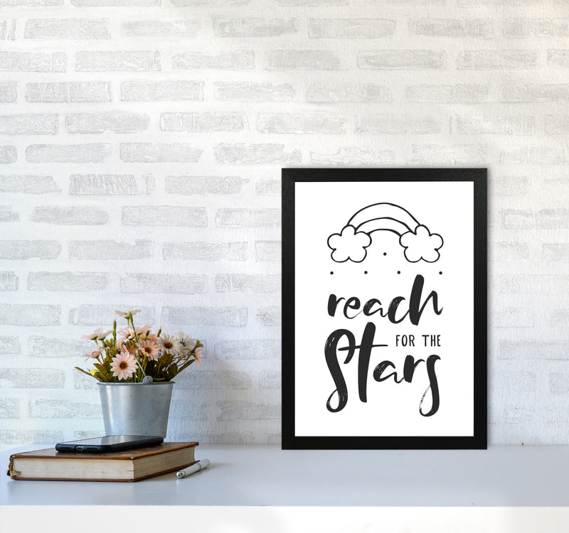Reach For The Stars Black Modern Print A3 White Frame