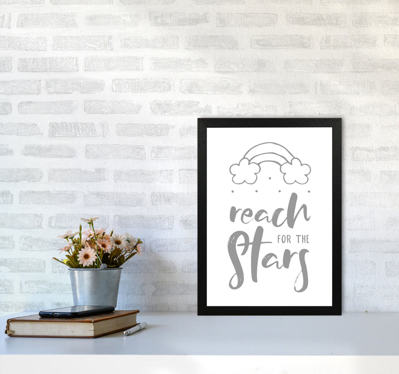 Reach For The Stars Grey Modern Print A3 White Frame