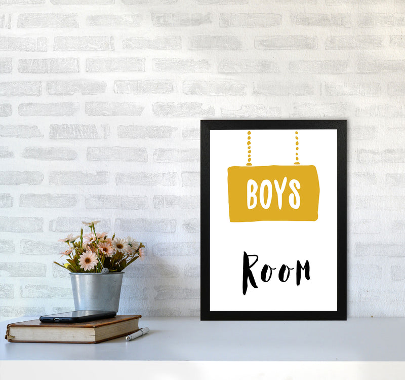 Boys Room Mustard Framed Nursey Wall Art Print A3 White Frame