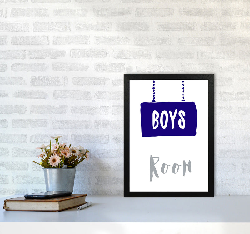 Boys Room Navy Framed Nursey Wall Art Print A3 White Frame