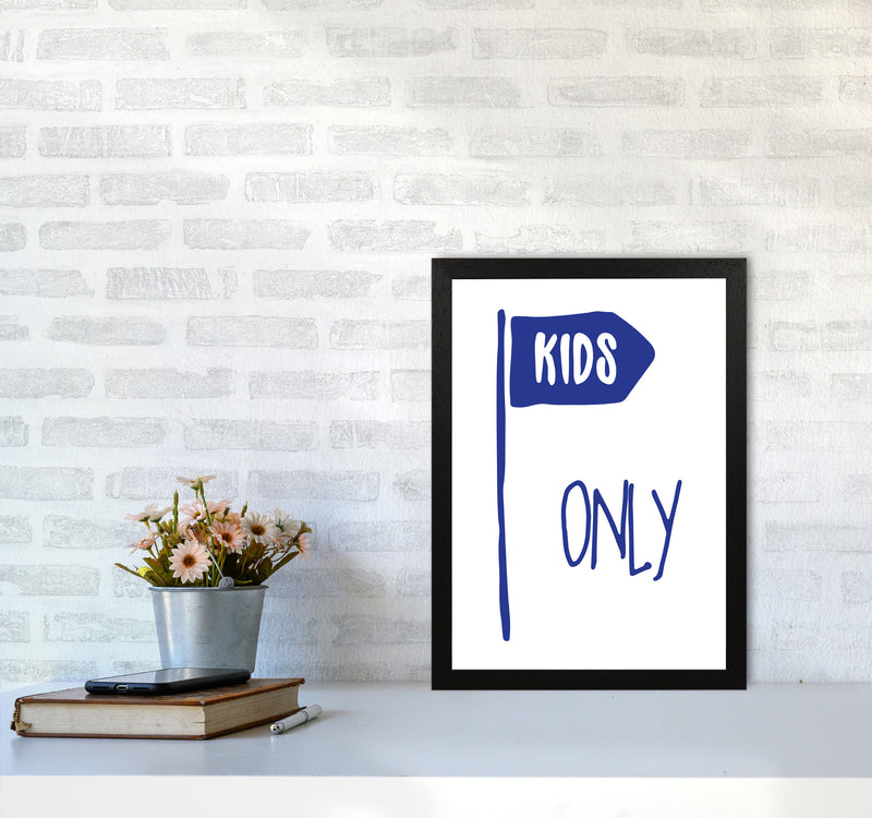 Kids Only Navy Framed Nursey Wall Art Print A3 White Frame
