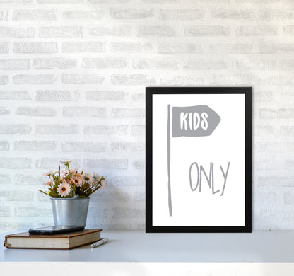 Kids Only Grey Framed Nursey Wall Art Print A3 White Frame