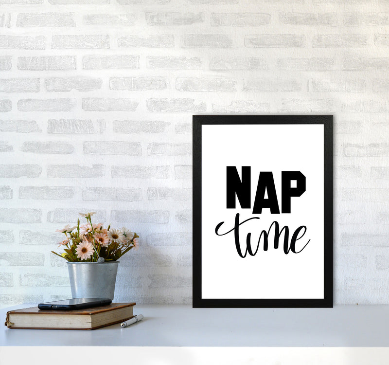 Nap Time Black Framed Typography Wall Art Print A3 White Frame