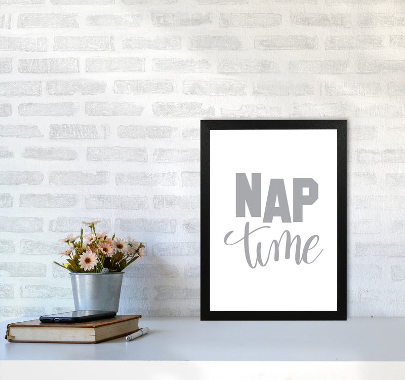 Nap Time Grey Framed Typography Wall Art Print A3 White Frame