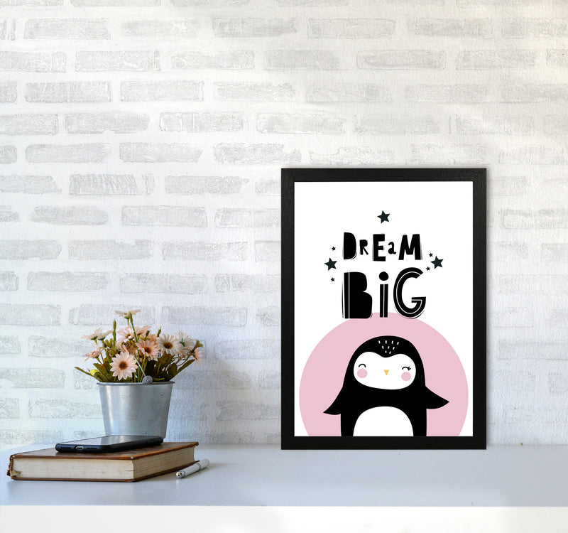 Dream Big Penguin Framed Nursey Wall Art Print A3 White Frame