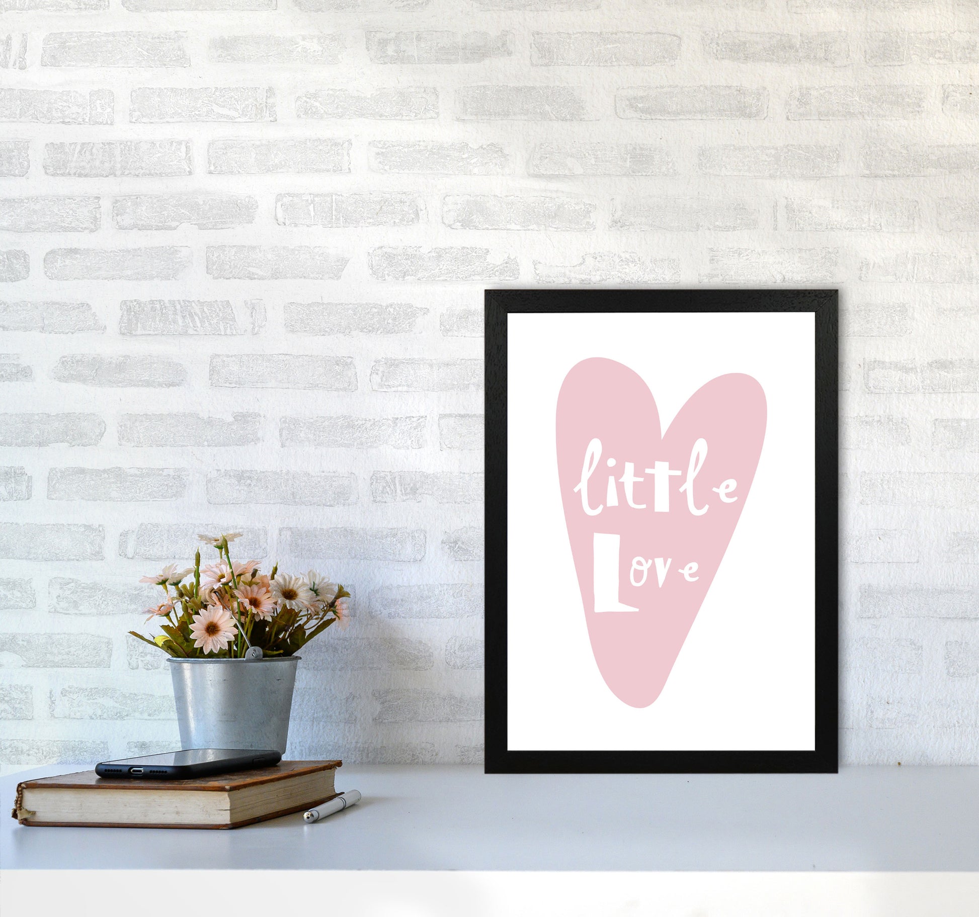 Little Love Heart Framed Nursey Wall Art Print A3 White Frame