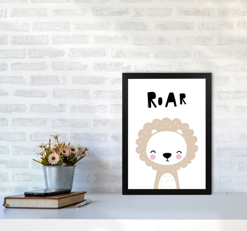 Lion Roar Modern Print Animal Art Print A3 White Frame