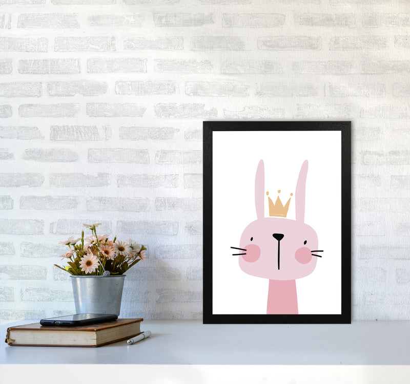 Pink Bunny Modern Print Animal Art Print A3 White Frame