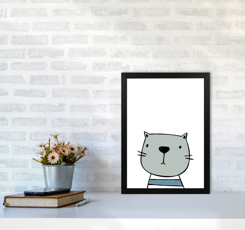 Cat Modern Print Animal Art Print A3 White Frame