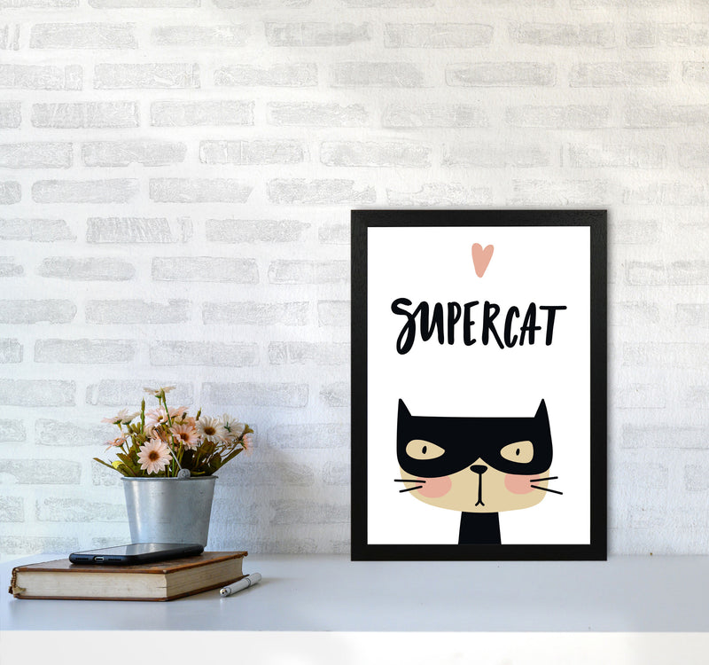 Supercat Framed Nursey Wall Art Print A3 White Frame