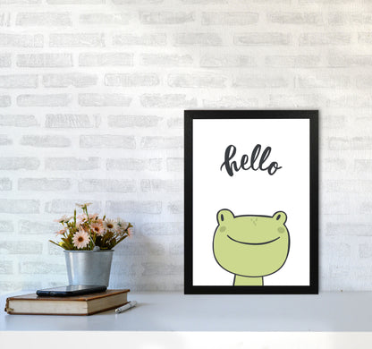 Hello Frog Modern Print Animal Art Print A3 White Frame