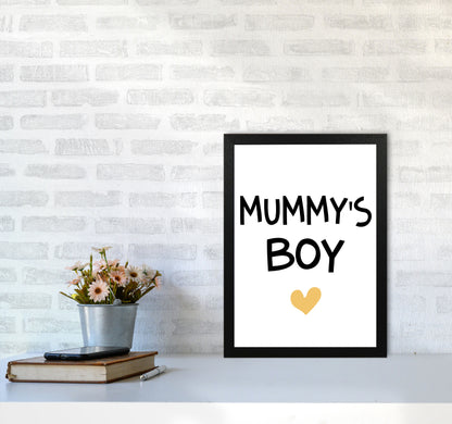Mummy&#39;s Boy Mustard Framed Nursey Wall Art Print A3 White Frame