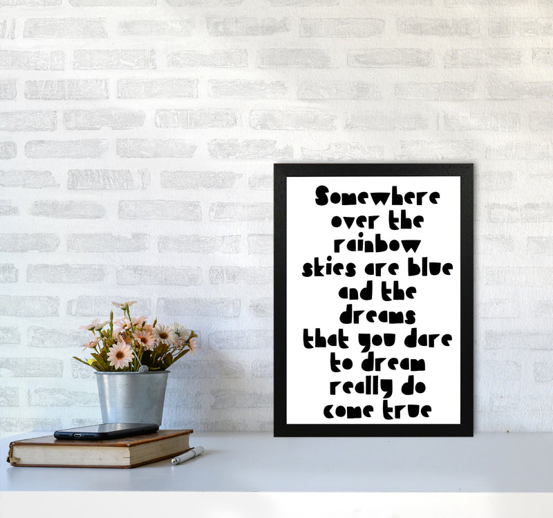 Somewhere Over The Rainbow Black Modern Print A3 White Frame