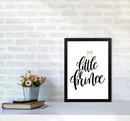 Little Prince Gold Crown Framed Nursey Wall Art Print A3 White Frame