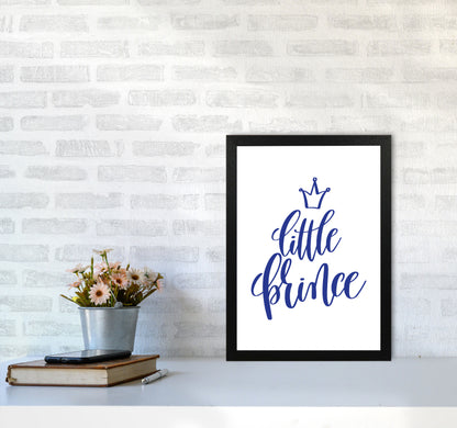 Little Prince Navy Framed Nursey Wall Art Print A3 White Frame