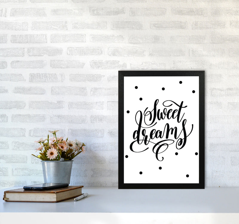 Sweet Dreams Black Modern Print A3 White Frame