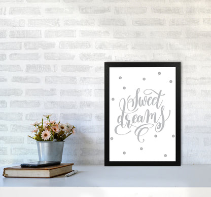Sweet Dreams Grey Framed Nursey Wall Art Print A3 White Frame