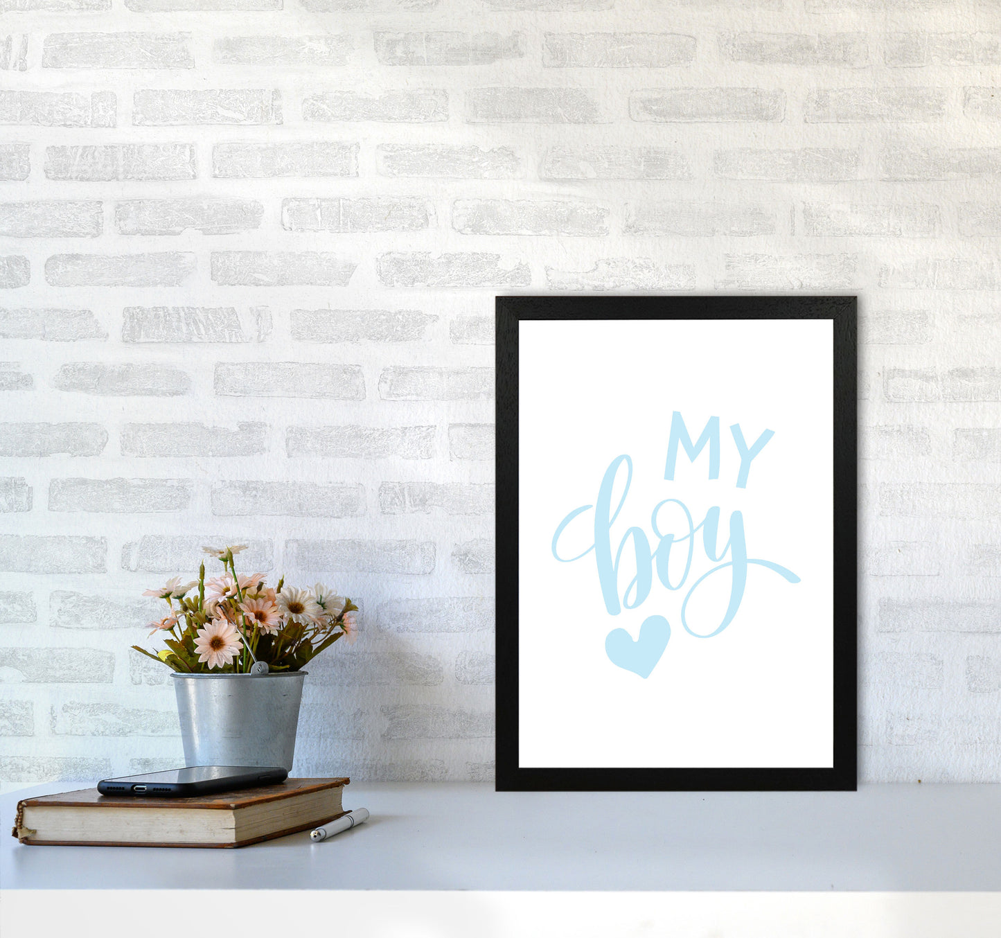 My Boy Blue Framed Nursey Wall Art Print A3 White Frame