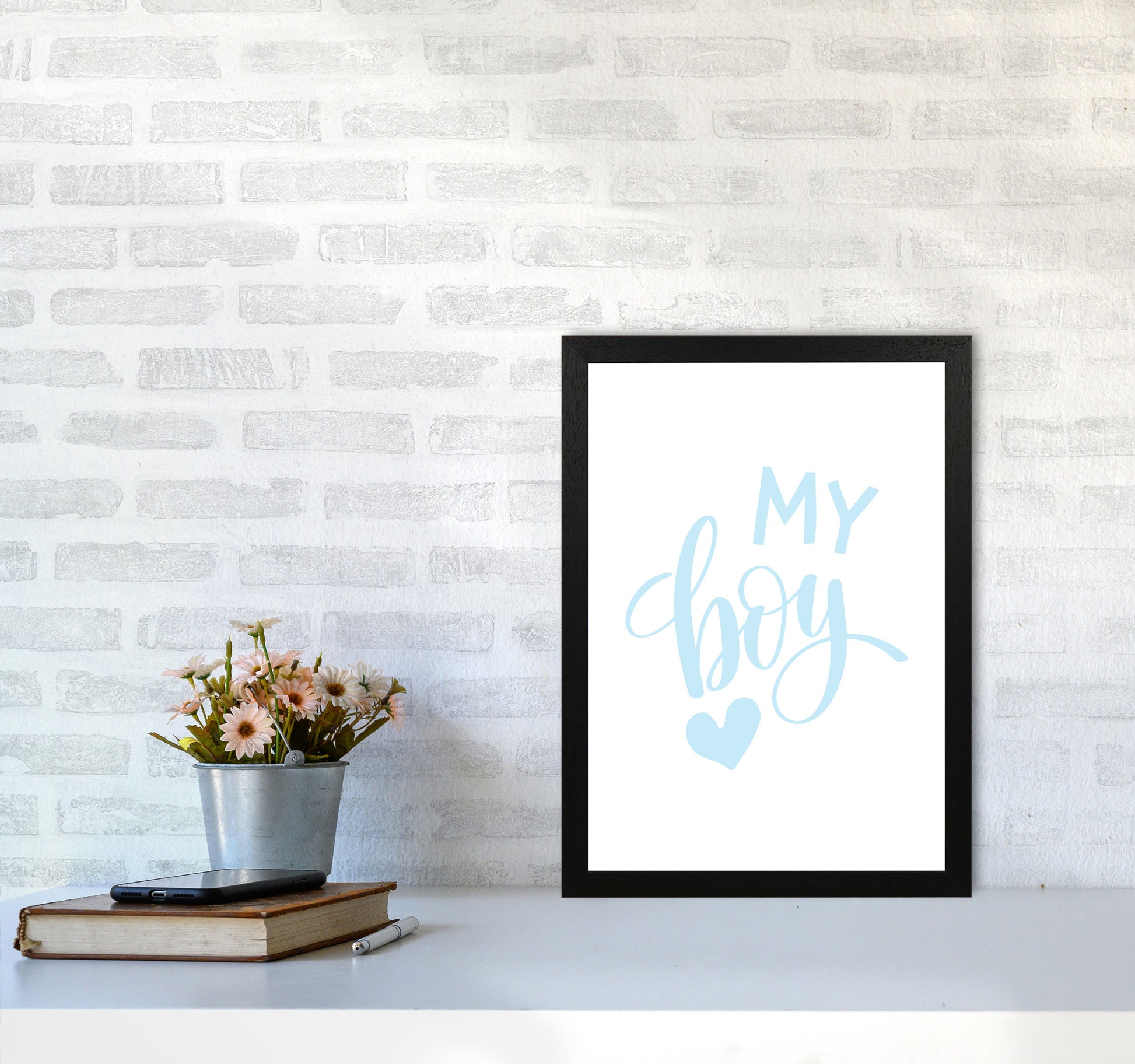 My Boy Blue Framed Nursey Wall Art Print A3 White Frame