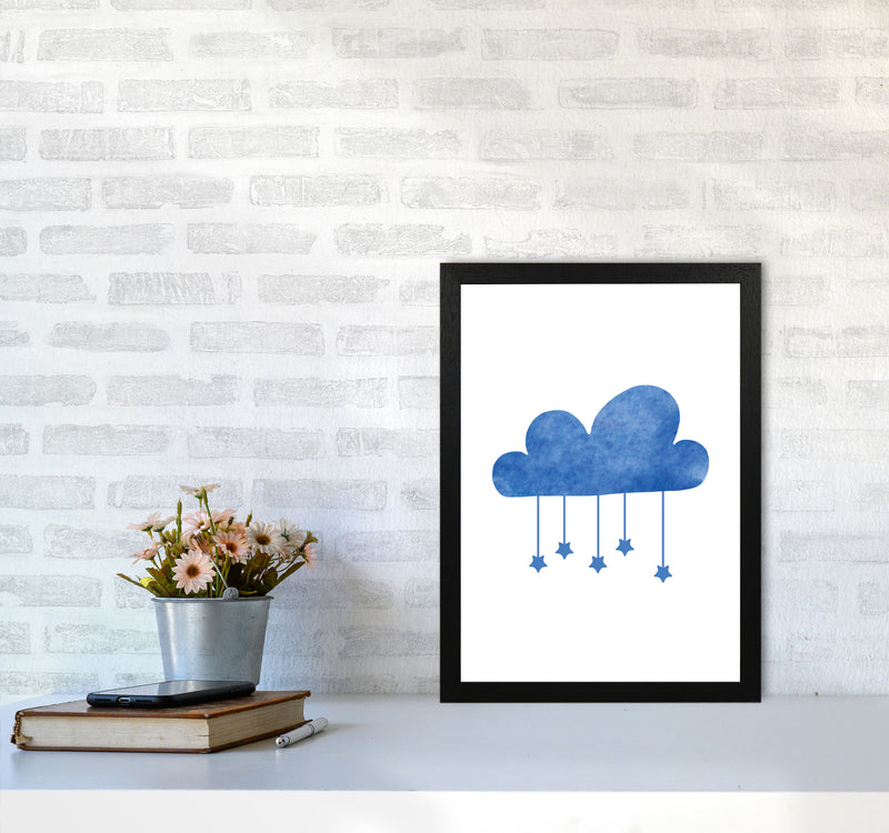 Blue Cloud Watercolour Modern Print A3 White Frame