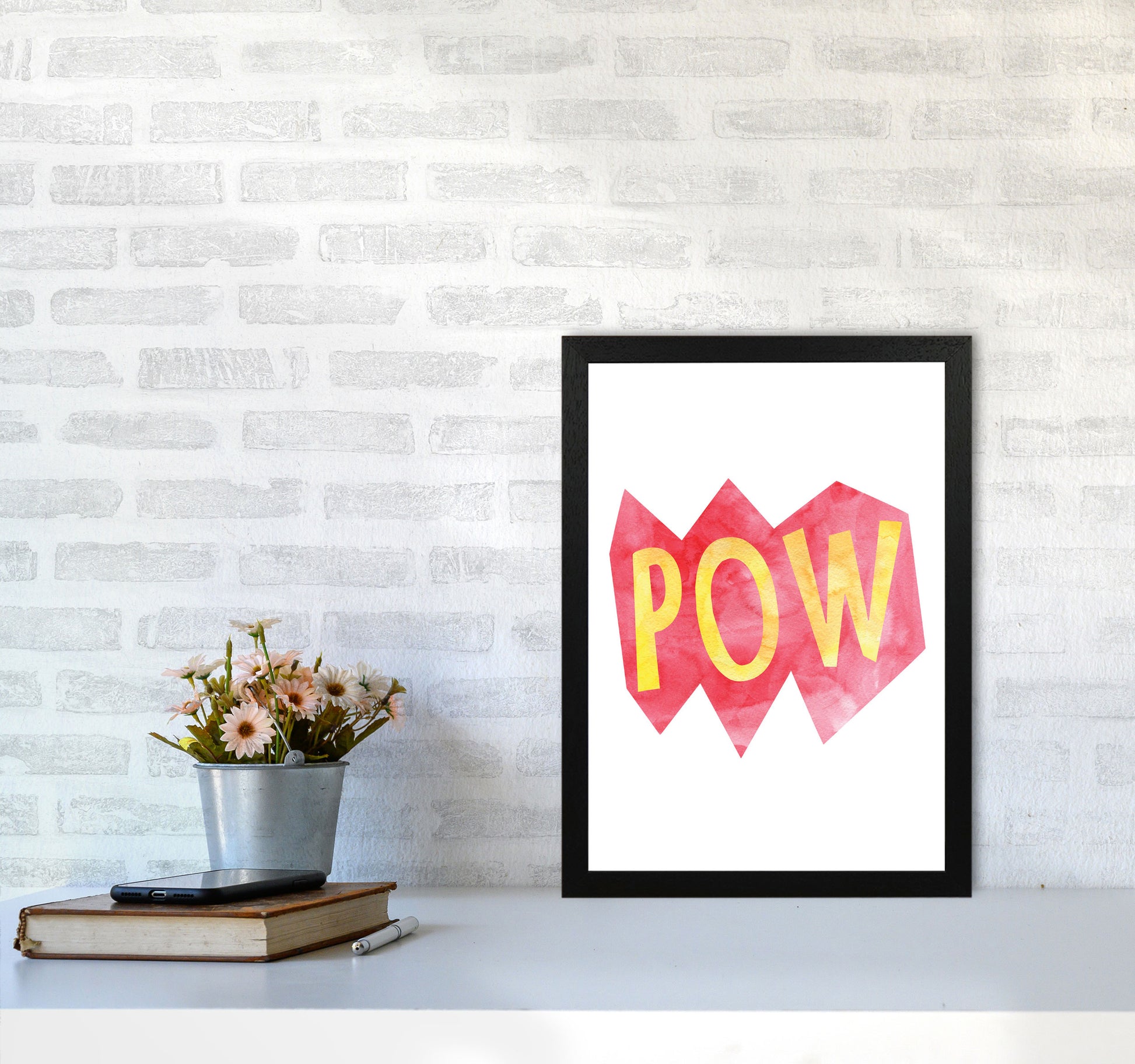 POW Watercolour Modern Print A3 White Frame