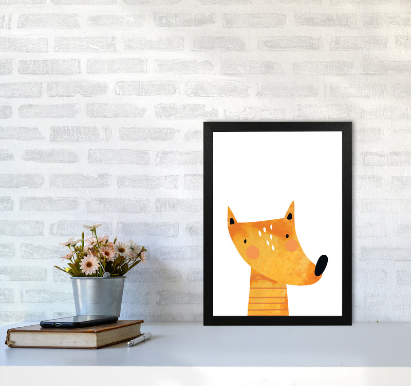Scandi Fox Watercolour Framed Nursey Wall Art Print A3 White Frame