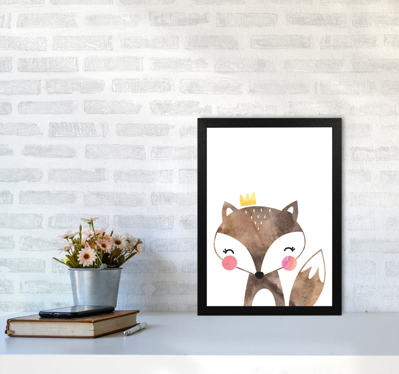 Scandi Brown Fox Watercolour Framed Nursey Wall Art Print A3 White Frame