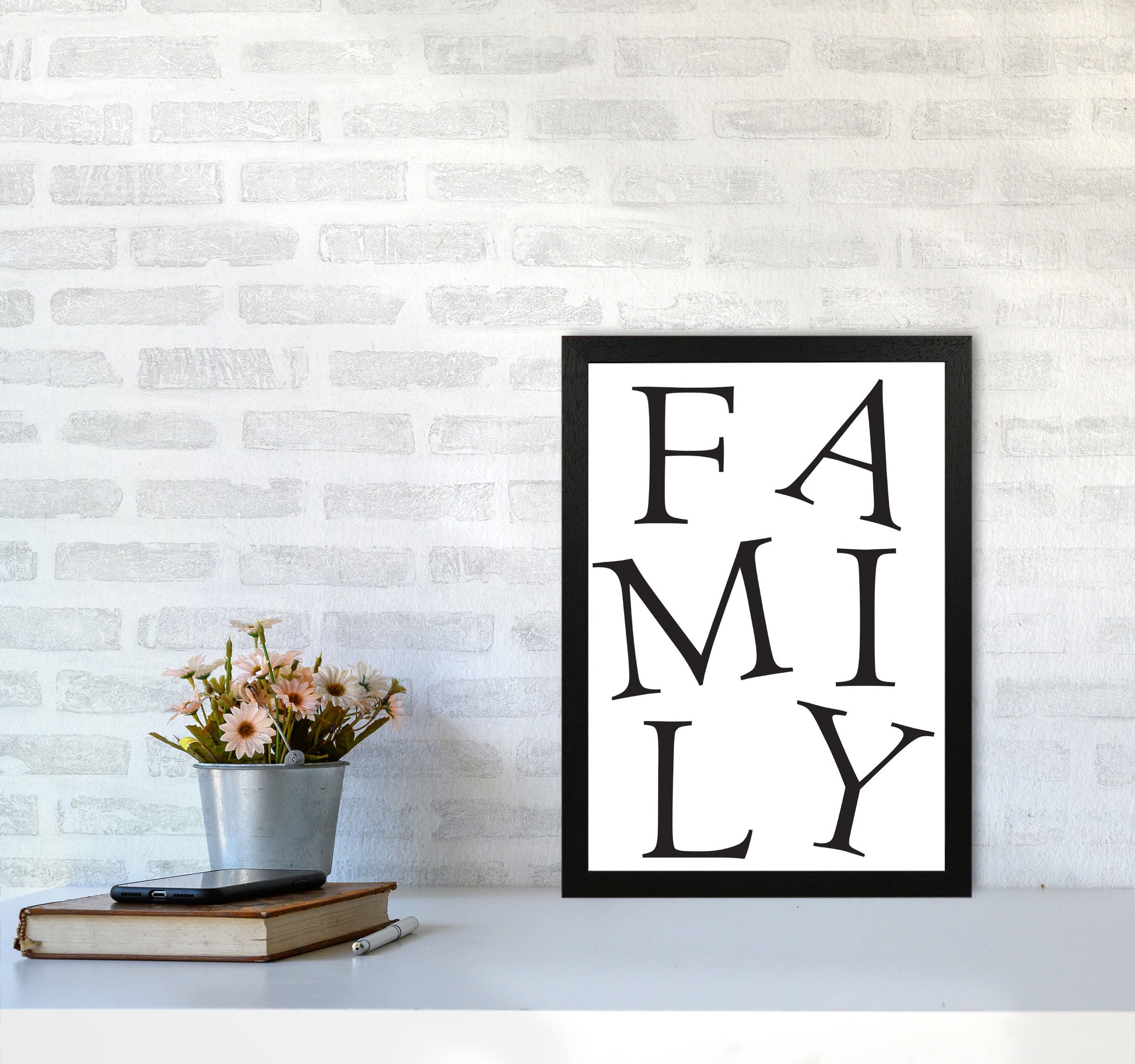 Family Framed Typography Wall Art Print A3 White Frame