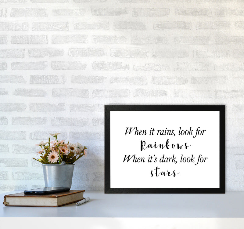When It Rains Look For Rainbows Modern Print A3 White Frame