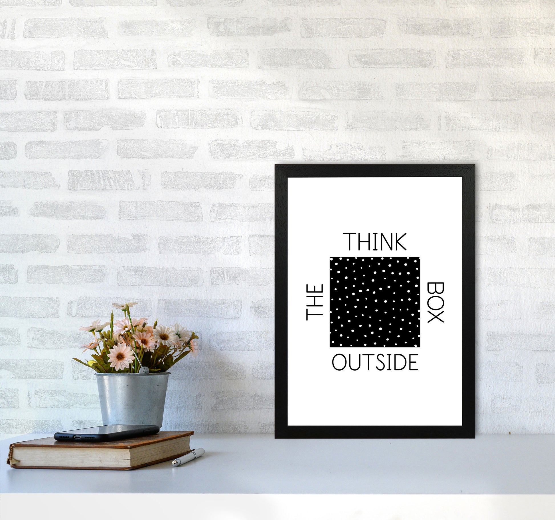 Think Outside The Box Modern Print A3 White Frame