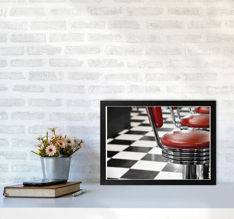 Vintage American Diner Modern Print A3 White Frame